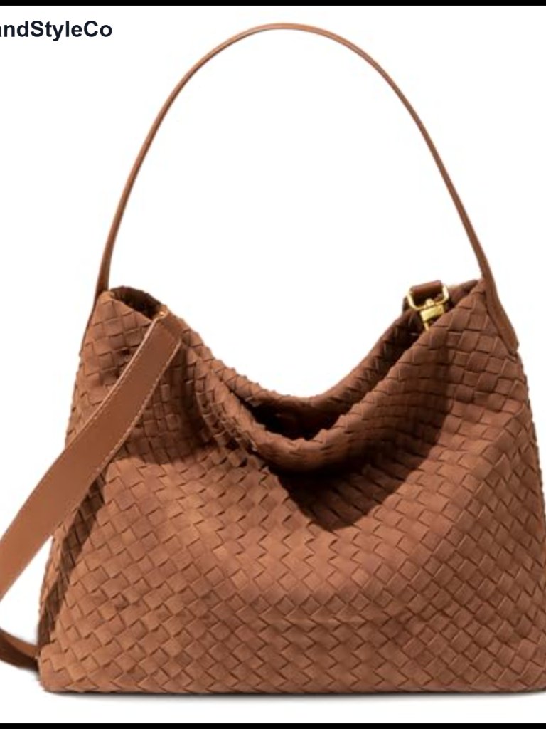 Woven Hobo Bag Faux Suede Shoulder Purse Ladies Crossbody Tote Handbag